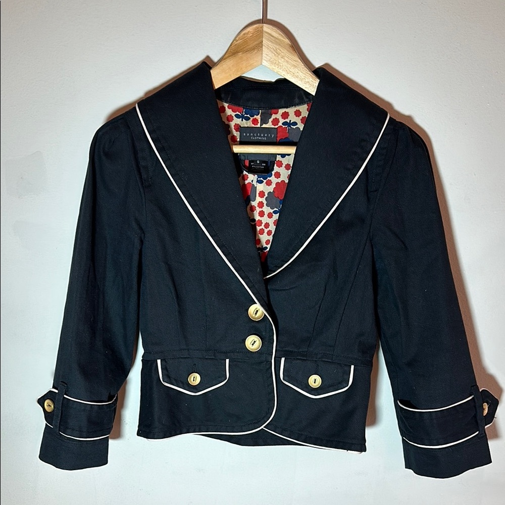 Black and White Cropped Blazer with Notched Lapels sanctuary (Anthropologie)